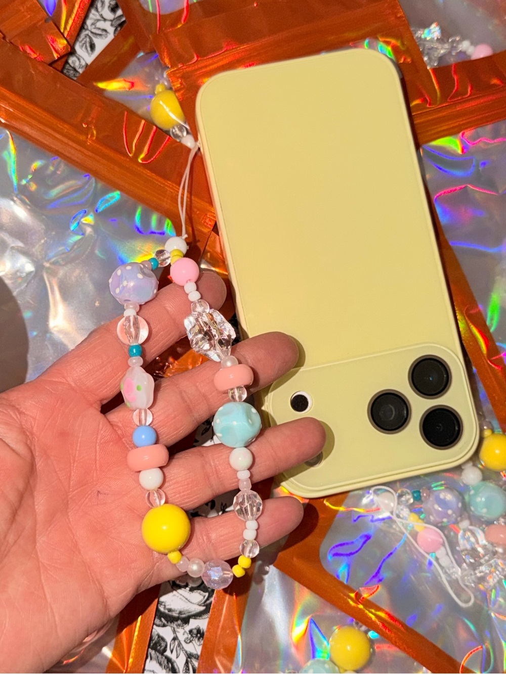 Pastel Beaded Phone Charm